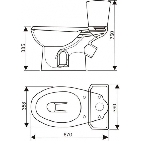 Унитаз компакт ОСКОЛЬСКАЯ КЕРАМИКА Элисса Стандарт нижний подвод воды, косой выпуск, белый