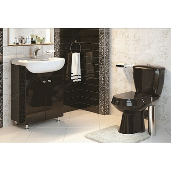 Унитаз компакт ОСКОЛЬСКАЯ КЕРАМИКА Элисса Стандарт, нижний подвод воды, косой выпуск, чёрный