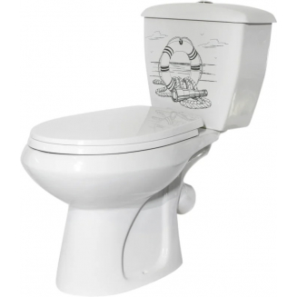 Унитаз компакт ОСКОЛЬСКАЯ КЕРАМИКА Элисса Стандарт нижний подвод воды, косой выпуск, декор круг