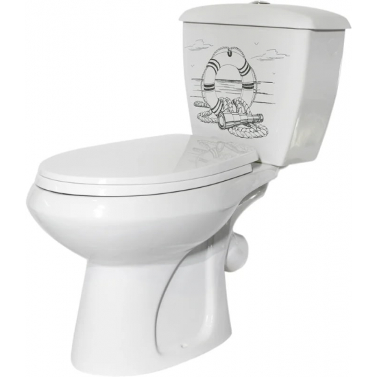 Унитаз компакт ОСКОЛЬСКАЯ КЕРАМИКА Элисса Стандарт нижний подвод воды, косой выпуск, декор круг