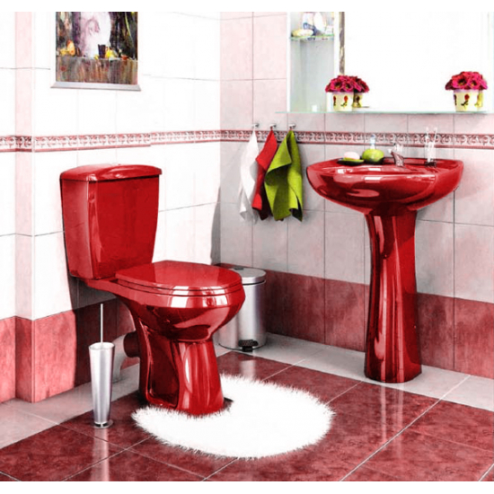 Унитаз компакт ОСКОЛЬСКАЯ КЕРАМИКА Элисса Стандарт, нижний подвод воды, косой выпуск, красный