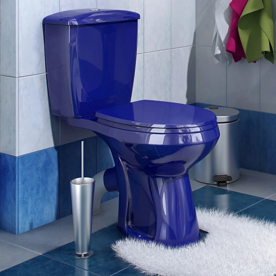 Унитаз компакт ОСКОЛЬСКАЯ КЕРАМИКА Элисса Стандарт, нижний подвод воды, косой выпуск, синий