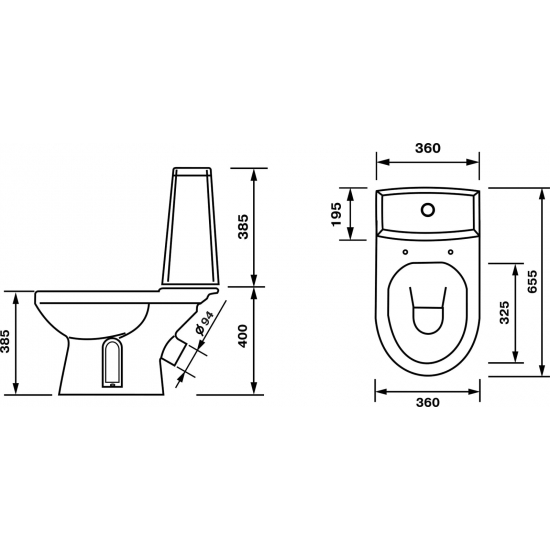 Унитаз компакт ОСКОЛЬСКАЯ КЕРАМИКА Фиона Люкс с сиденьем дюропласт, косой выход, белый