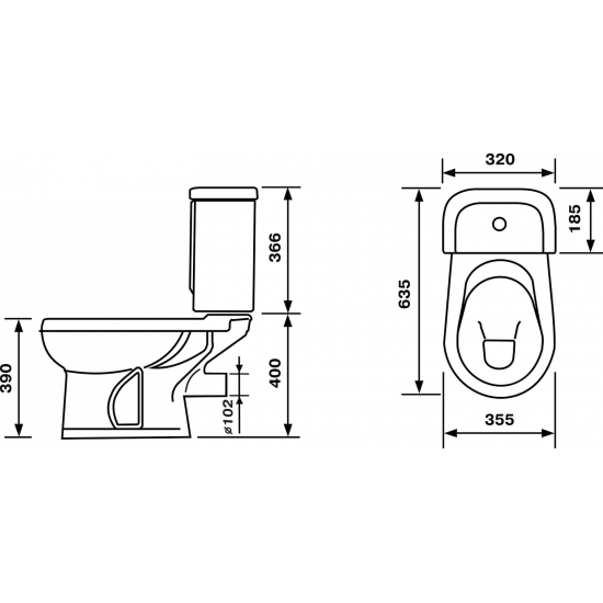 Унитаз компакт ОСКОЛЬСКАЯ КЕРАМИКА Ирида с сиденьем полипропилен, горизонтальный выход, чёрный