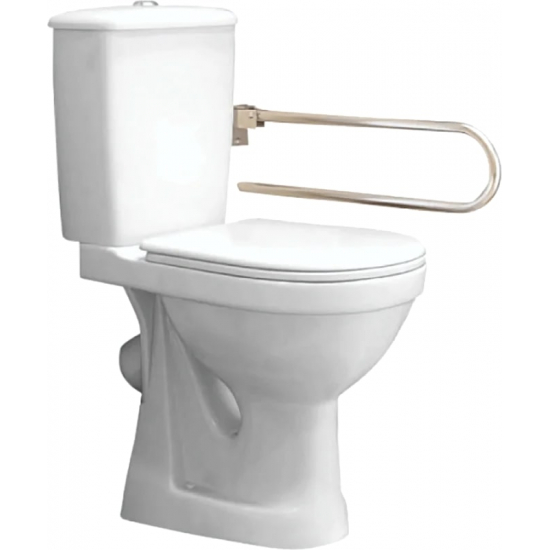 Унитаз компакт ОСКОЛЬСКАЯ КЕРАМИКА Персона Комфорт косой выпуск, с откидным нержавеющим поручнем