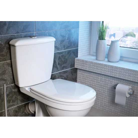 Унитаз компакт ОСКОЛЬСКАЯ КЕРАМИКА Радуга Стандарт косой выход, тарельчатый, белый