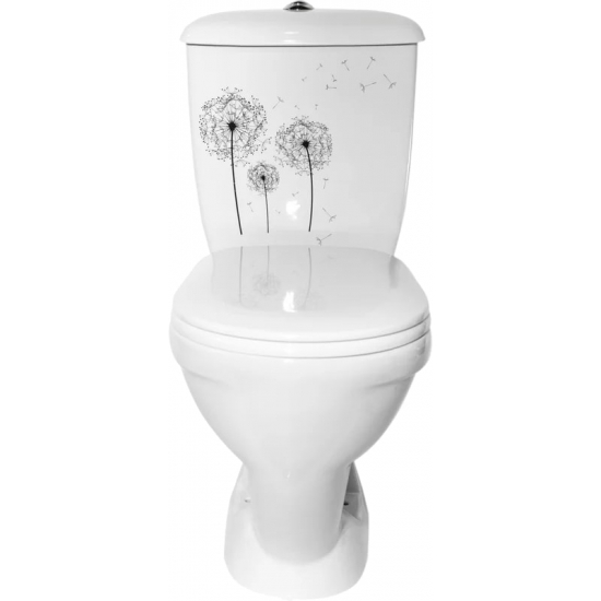 Унитаз компакт ОСКОЛЬСКАЯ КЕРАМИКА Радуга Стандарт косой выход, тарельчатый, декор одуванчик