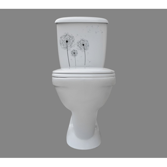 Унитаз компакт ОСКОЛЬСКАЯ КЕРАМИКА Радуга Стандарт косой выход, тарельчатый, декор одуванчик