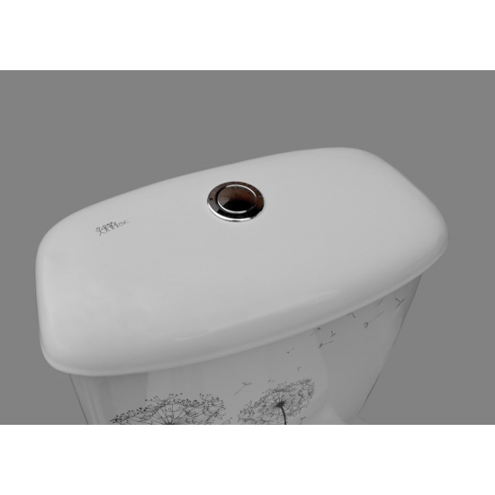 Унитаз компакт ОСКОЛЬСКАЯ КЕРАМИКА Радуга Стандарт косой выход, тарельчатый, декор одуванчик