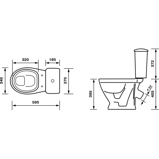 Унитаз компакт ОСКОЛЬСКАЯ КЕРАМИКА Радуга Стандарт косой выход, тарельчатый, декор одуванчик