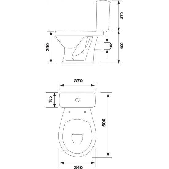 Унитаз компакт ОСКОЛЬСКАЯ КЕРАМИКА Суперкомпакт Стандарт горизонтальный выход, тарельчатый белый