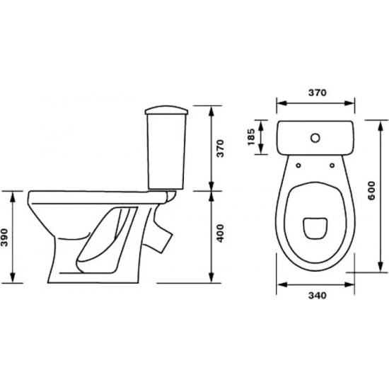 Унитаз компакт ОСКОЛЬСКАЯ КЕРАМИКА Суперкомпакт Стандарт косой выход, тарельчатый, белый