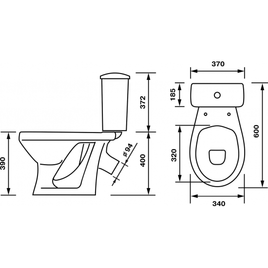 Унитаз компакт ОСКОЛЬСКАЯ КЕРАМИКА Суперкомпакт Стандарт косой выход, тарельчатый, сиреневый