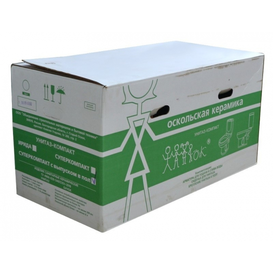 Унитаз компакт ОСКОЛЬСКАЯ КЕРАМИКА Суперкомпакт Стандарт Стандарт, выпуск в пол вертикальный, белый