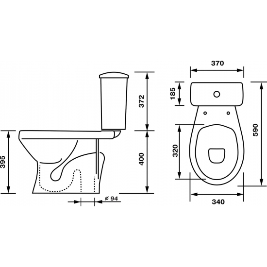 Унитаз компакт ОСКОЛЬСКАЯ КЕРАМИКА Суперкомпакт Стандарт Стандарт, выпуск в пол вертикальный, белый