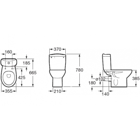 Унитаз компакт ROCA Victoria горизонтальный выход, с сиденьем стандарт
