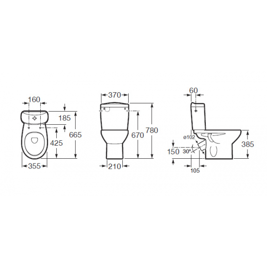 Унитаз компакт ROCA Victoria косой выпуск, с сиденьем стандарт