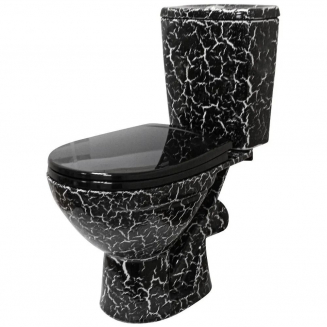 Унитаз компакт ROSA Дон косой выход, черный кракелюр