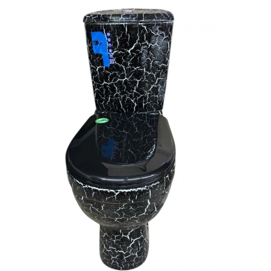 Унитаз компакт ROSA Дон косой выход, черный кракелюр