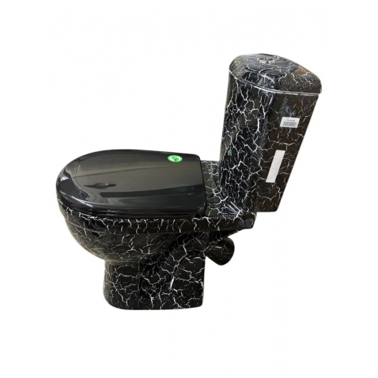 Унитаз компакт ROSA Дон косой выход, черный кракелюр