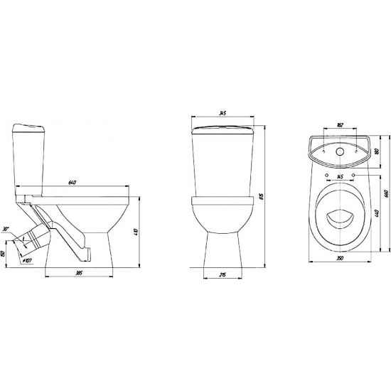 Унитаз компакт ROSA Комфорт косой выход, белый