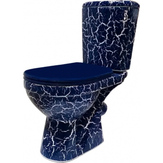 Унитаз компакт ROSA Комфорт косой выход, синий кракелюр 