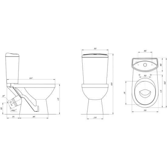 Унитаз компакт ROSA Комфорт косой выход, синий кракелюр 