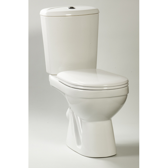 Унитаз компакт ROSA Комфорт Люкс с сиденьем микролифт, косой выход, белый