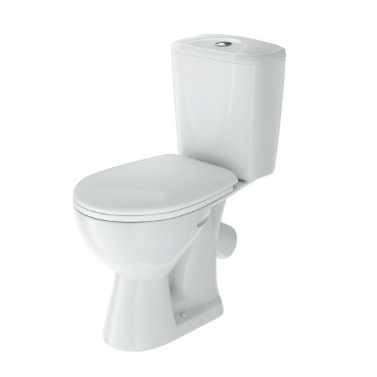 Унитаз компакт ROSA Нео с сиденьем микролифт, арматура OLI, косой выход, белый