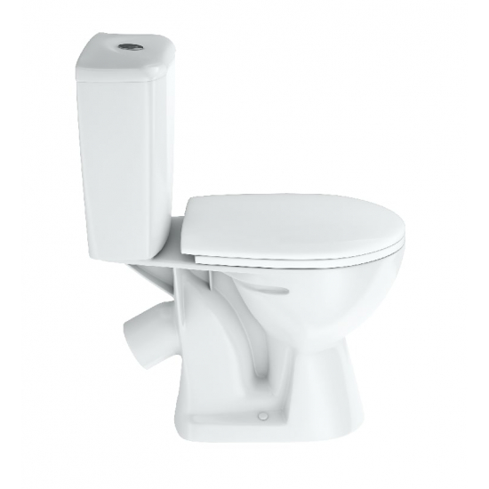 Унитаз компакт ROSA Нео с сиденьем микролифт, арматура OLI, косой выход, белый