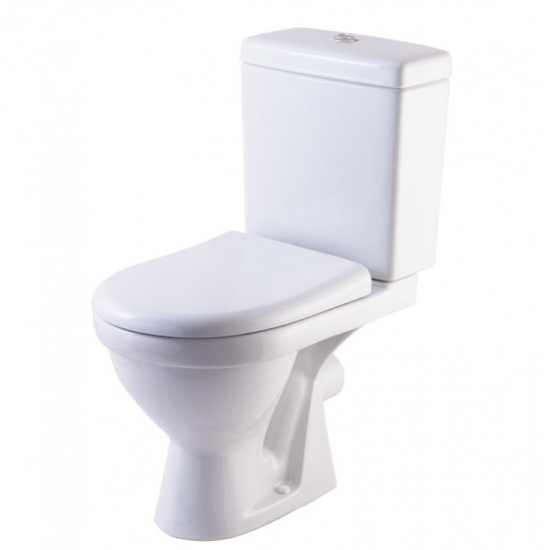 Унитаз компакт ROSA Неро Люкс с сиденьем микролифт, арматура OLI, горизонтальный выход, белый