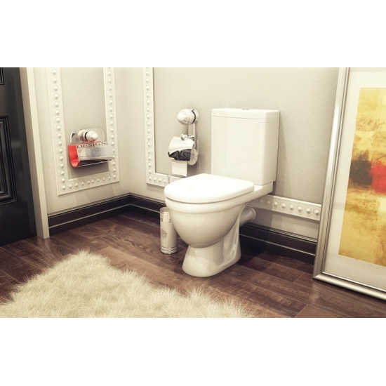 Унитаз компакт ROSA Неро Люкс с сиденьем микролифт, арматура OLI, горизонтальный выход, белый