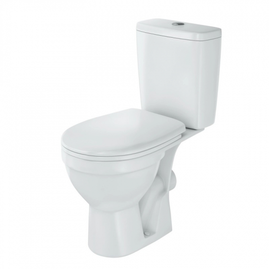 Унитаз компакт ROSA Рим с сиденьем микролифт, арматура OLI, горизонтальный выход, белый