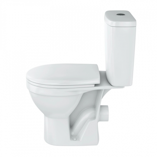 Унитаз компакт ROSA Рим с сиденьем микролифт, арматура OLI, горизонтальный выход, белый