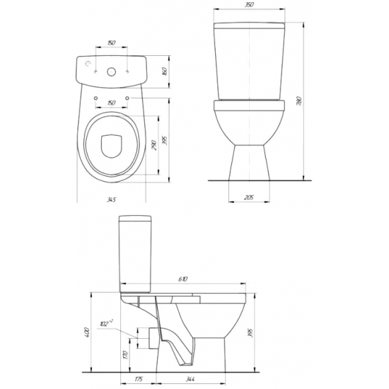 Унитаз компакт ROSA Рим с сиденьем микролифт, арматура OLI, горизонтальный выход, белый