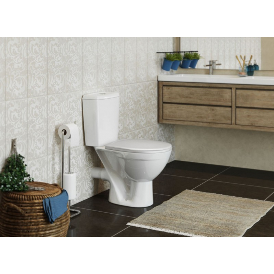 Унитаз компакт ROSA Соло горизонтальный выход, белый