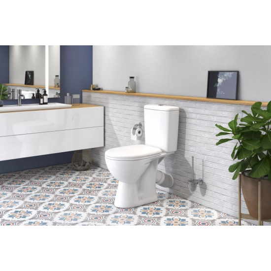 Унитаз компакт ROSA Стиль с сиденьем микролифт, косой выход, былый