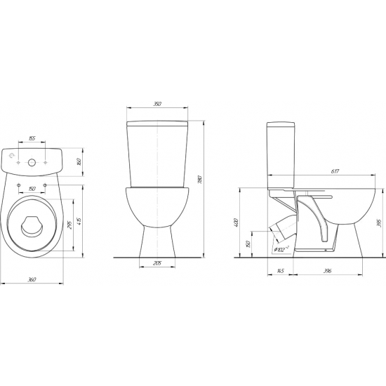 Унитаз компакт ROSA Уют косой выход, чёрный кракелюр 