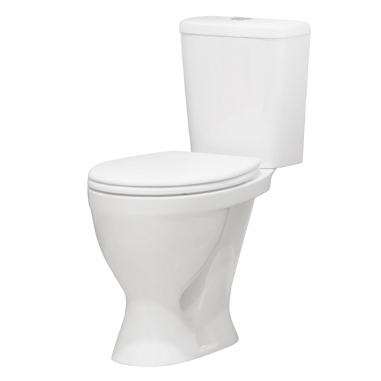 Унитаз компакт SANITA Формат стандарт с сиденьем полипропилен, косой выход, белый