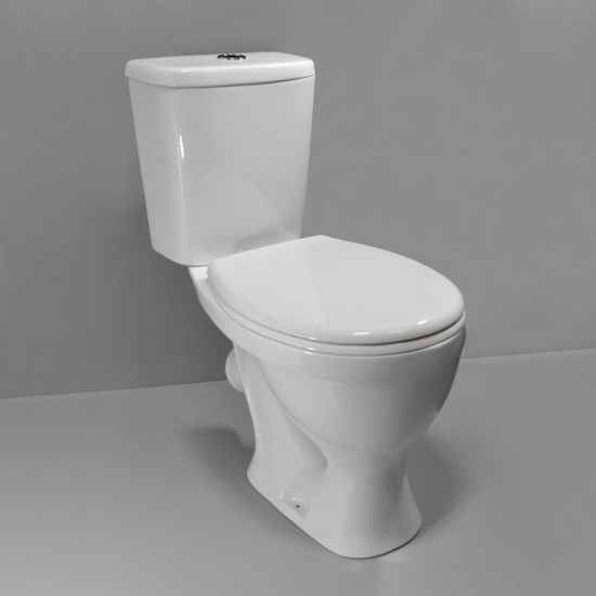 Унитаз компакт SANITA Формат стандарт с сиденьем полипропилен, косой выход, белый