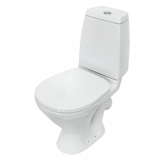 Унитаз компакт SANITA Кама Комфорт с сиденьем микролифт термопласт, косой выход, белый