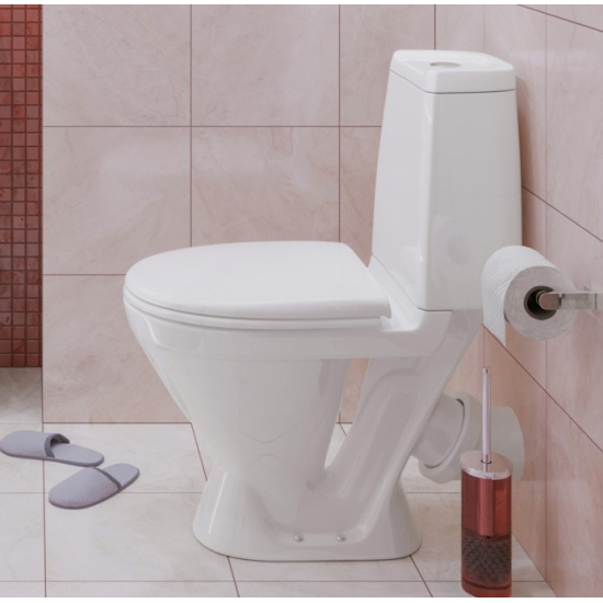 Унитаз компакт SANITA Кама Комфорт с сиденьем микролифт термопласт, косой выход, белый