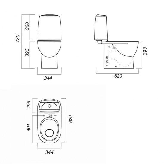 Унитаз компакт SANITA LUXE Best Comfort с сиденьем микролифт дюропласт, горизонтальный выход, белый