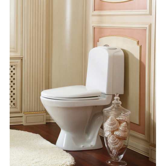 Унитаз компакт SANITA LUXE Classic Basic с сиденьем микролифт термопласт, косой выход, белый