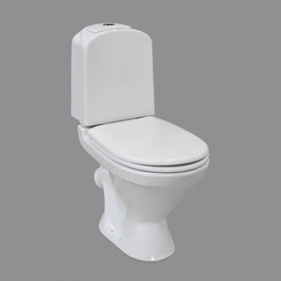 Унитаз компакт SANITA LUXE Classic Basic с сиденьем микролифт термопласт, косой выход, белый