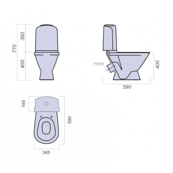 Унитаз компакт SANITA LUXE Classic Basic с сиденьем микролифт термопласт, косой выход, белый