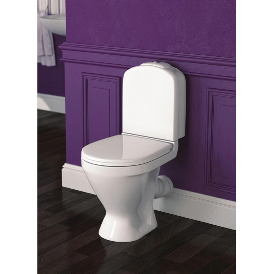 Унитаз компакт SANITA LUXE Classic Basic с сиденьем микролифт термопласт, косой выход, белый