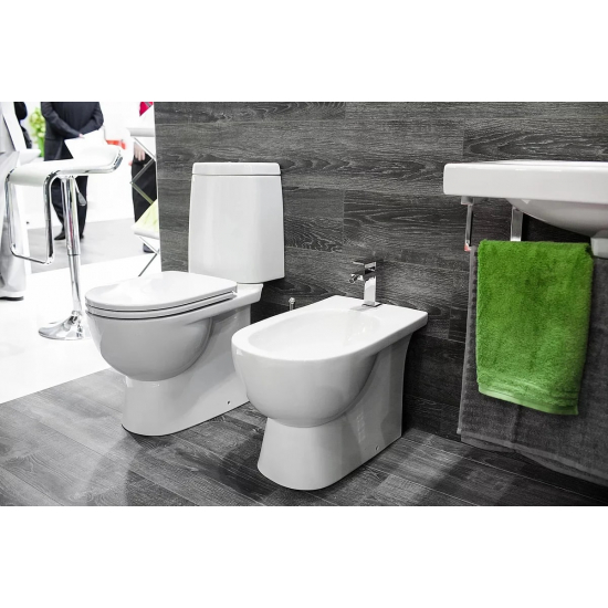 Унитаз компакт SANITA LUXE Fest Comfort с сиденьем микролифт дюропласт, горизонтальный выход, белый