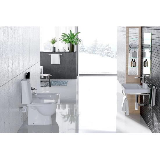 Унитаз компакт SANITA LUXE Fest Comfort с сиденьем микролифт дюропласт, горизонтальный выход, белый