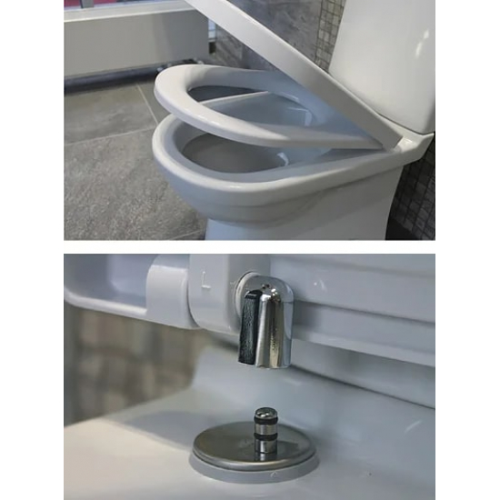 Унитаз компакт SANITA LUXE Max Comfort с сиденьем микролифт дюропласт, косой выход, белый